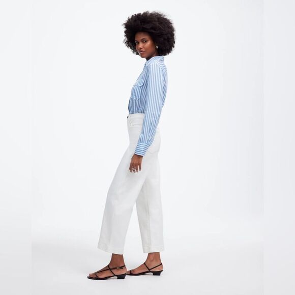 Madewell NWT The Perfect Vintage Wide Leg Crop Jeans Size 14W in Tile White - Picture 3 of 10